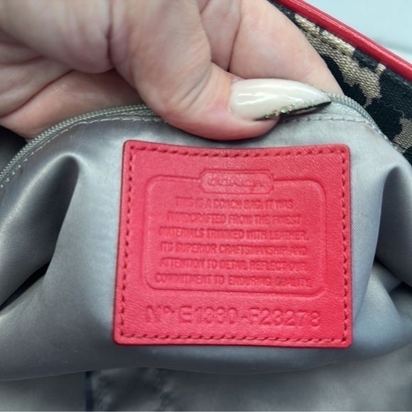 COACH OCELOT LEOPARD CARRIE PARK TOTE BAG F23278 RED BLACK GRAY MULTI - Picture 9 of 10